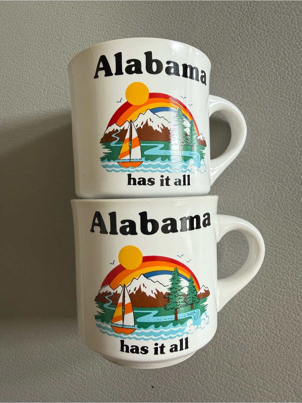 Vintage Stackable Alabama has it all! Mugs Cups | Set of 2 | Sturdy | 3.5” W